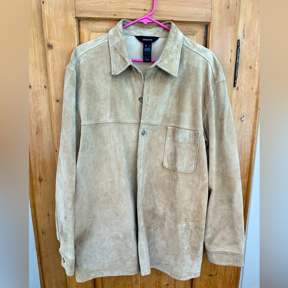 Claiborne Vintage Tan Suede Moleskin Jacket Size Large